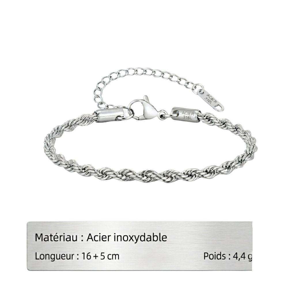 Bracelet Chaîne Fine en Acier Inoxydable pour Homme