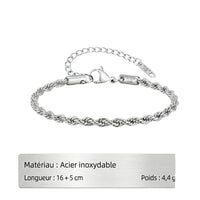 Bracelet Chaîne Fine en Acier Inoxydable pour Homme