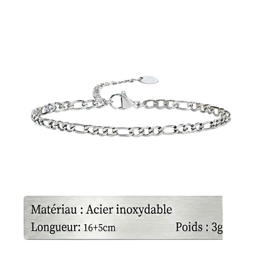 Bracelet Chaîne Fine en Acier Inoxydable pour Homme