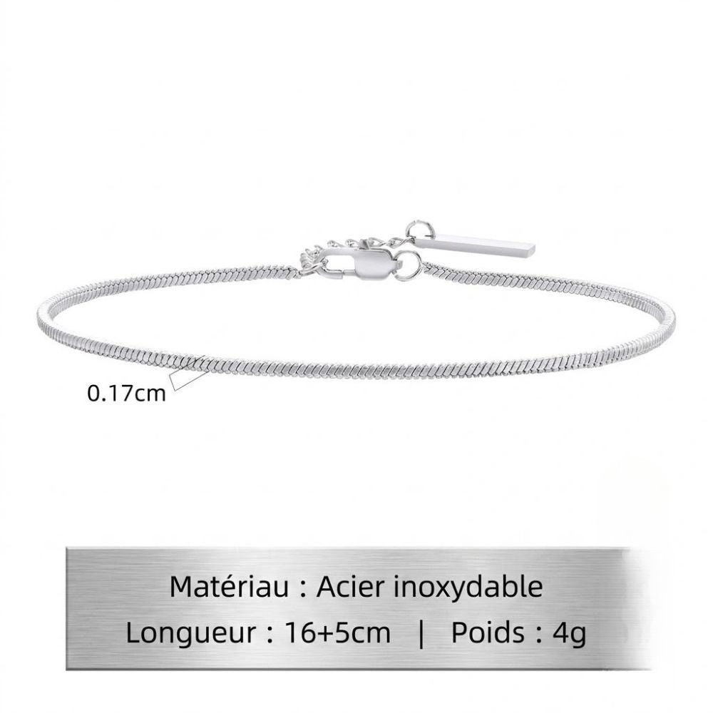 Bracelet Chaîne Fine en Acier Inoxydable pour Homme
