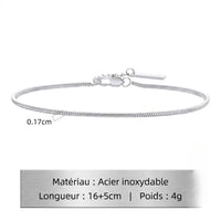 Bracelet Chaîne Fine en Acier Inoxydable pour Homme