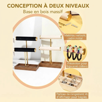 Support Présentoir pour Bijoux - Double Barre en Velours pour Bracelets et Accessoires