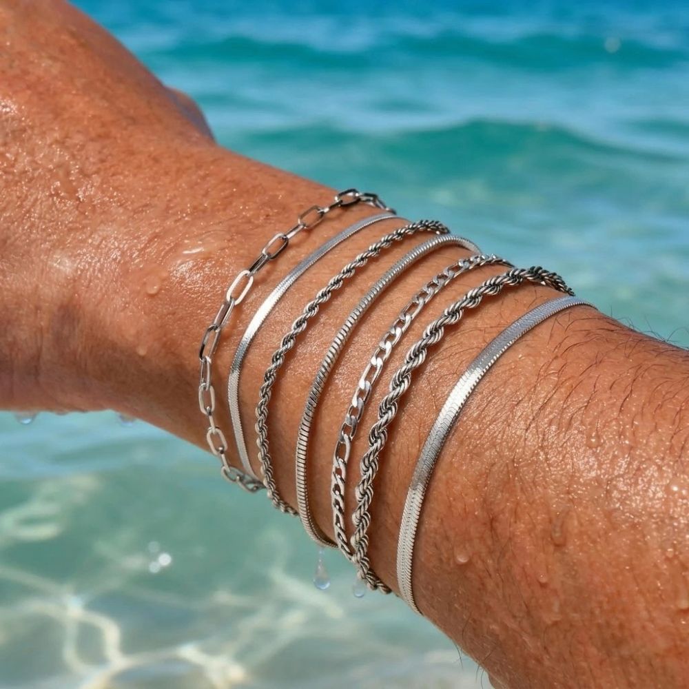 Bracelet Chaîne Fine en Acier Inoxydable pour Homme