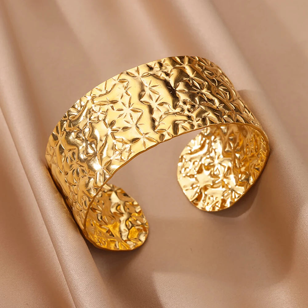 Bracelet Manchette Large Motif Floral – Bijou Vintage Élégant, Idée Cadeau Mariage