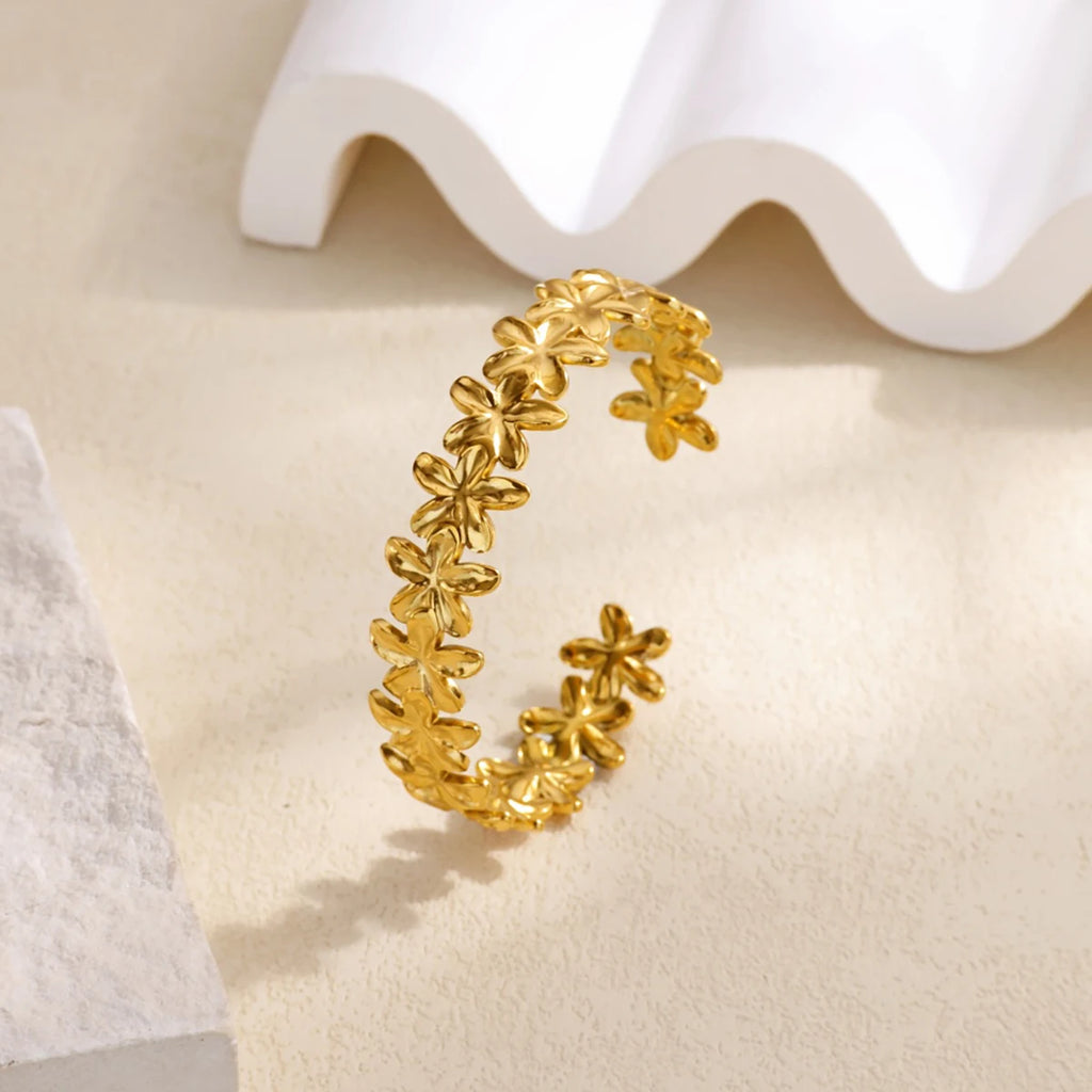 Bracelet Manchette Large Motif Floral – Bijou Vintage Élégant, Idée Cadeau Mariage