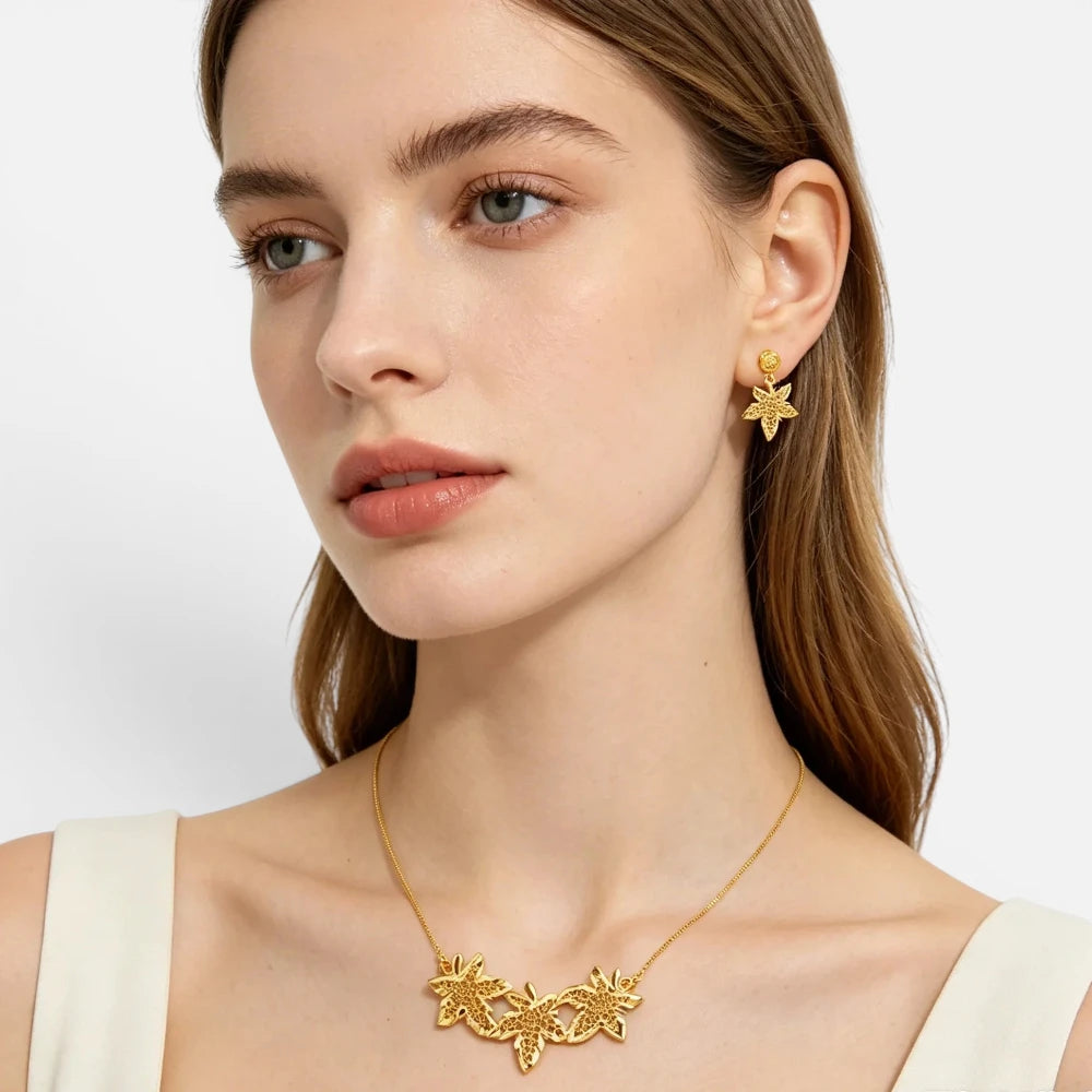 Ensemble Collier et Boucles d'OreillesDoré – Design Exclusif