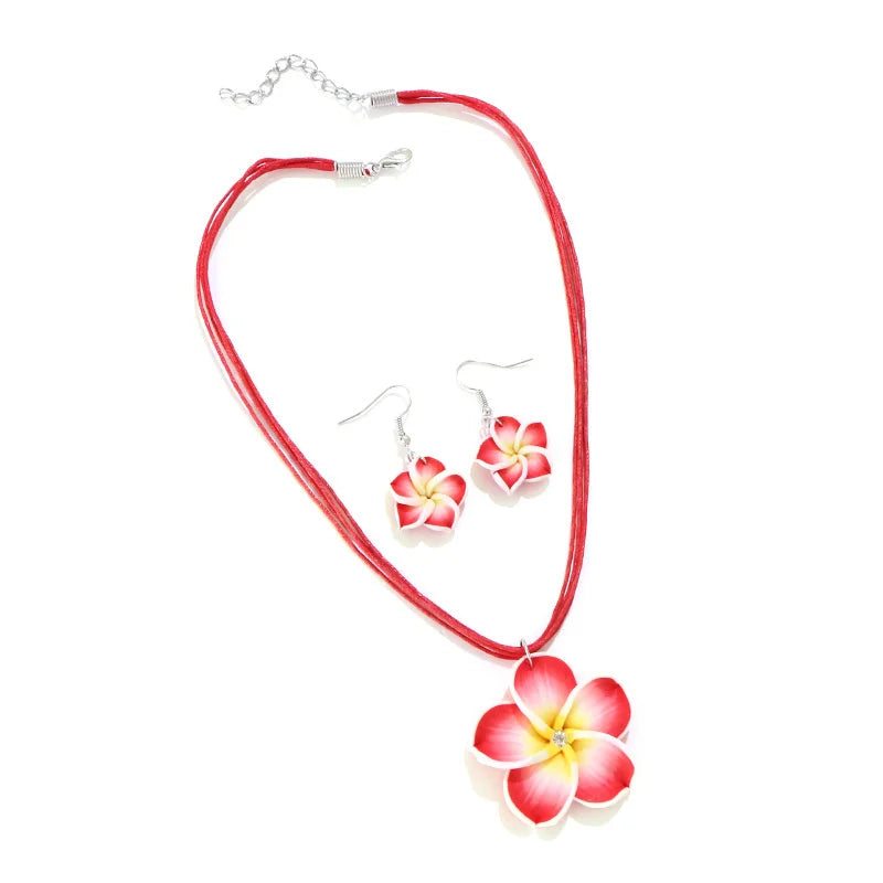 Ensemble collier et boucles d'oreilles fleur