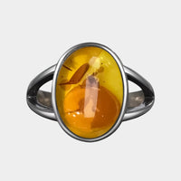 Bague Fleur en Ambre Naturelle et Argent Sterling S925