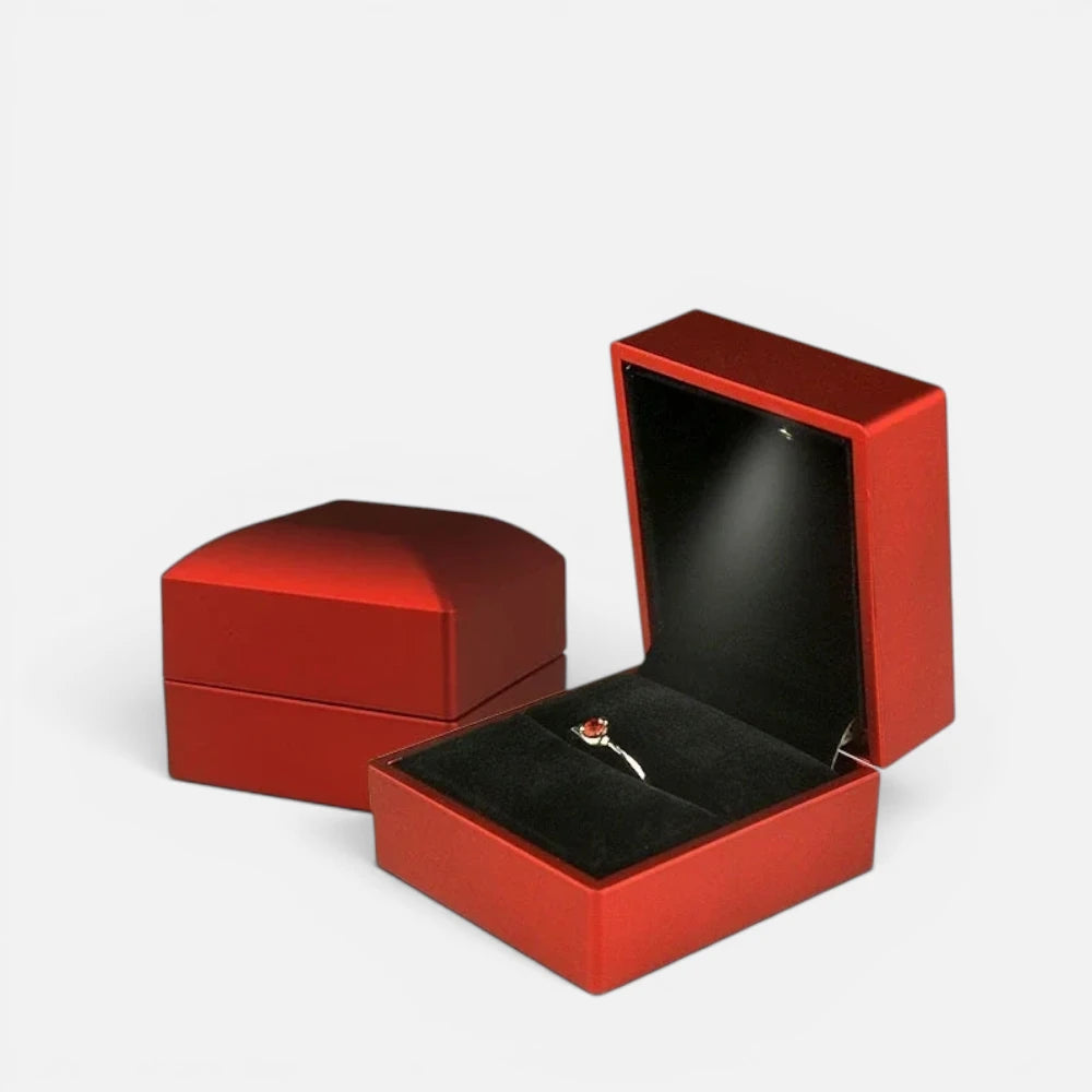 Écrin à Bijoux Lumineux LED – Coffret de luxe pour Bague, Alliance et Cadeaux – Design Élégant en Velours Noir