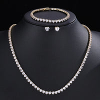 Parure de Bijoux Mariage pour Femme : Collier, Bracelet et Boucles d’oreilles en Zircon Cubique