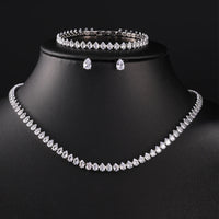 Parure de Bijoux Mariage pour Femme : Collier, Bracelet et Boucles d’oreilles en Zircon Cubique