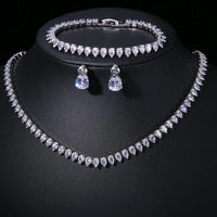 Parure de Bijoux Mariage pour Femme : Collier, Bracelet et Boucles d’oreilles en Zircon Cubique
