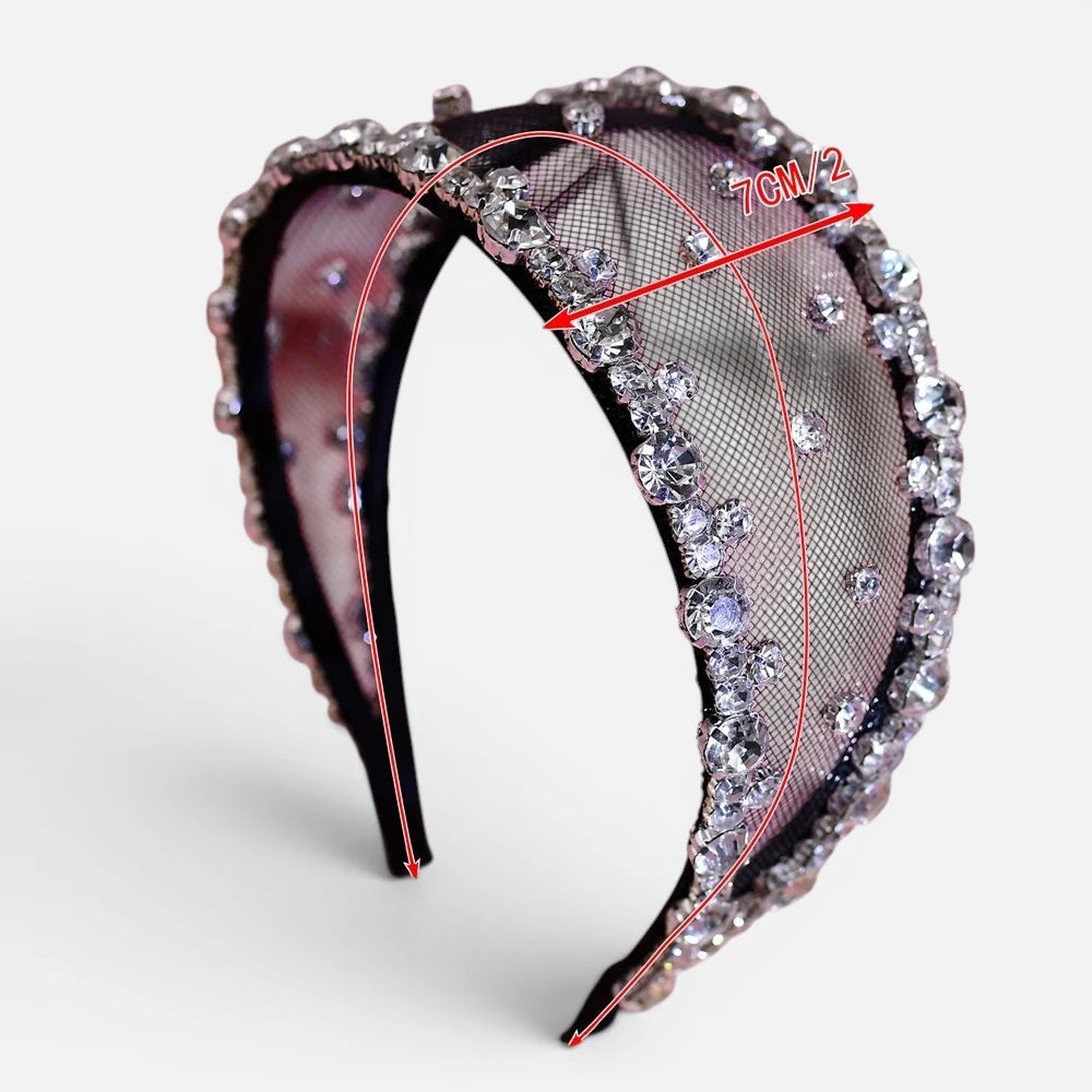 Serre-tête de Mariage Luxe en Organza et Strass – Accessoire Cheveux Artisanal pour Mariée et Soirée