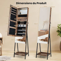 Armoire à Bijoux Miroir sur Pied avec Éclairage LED Intégré – Élégance et Organisation au Quotidien