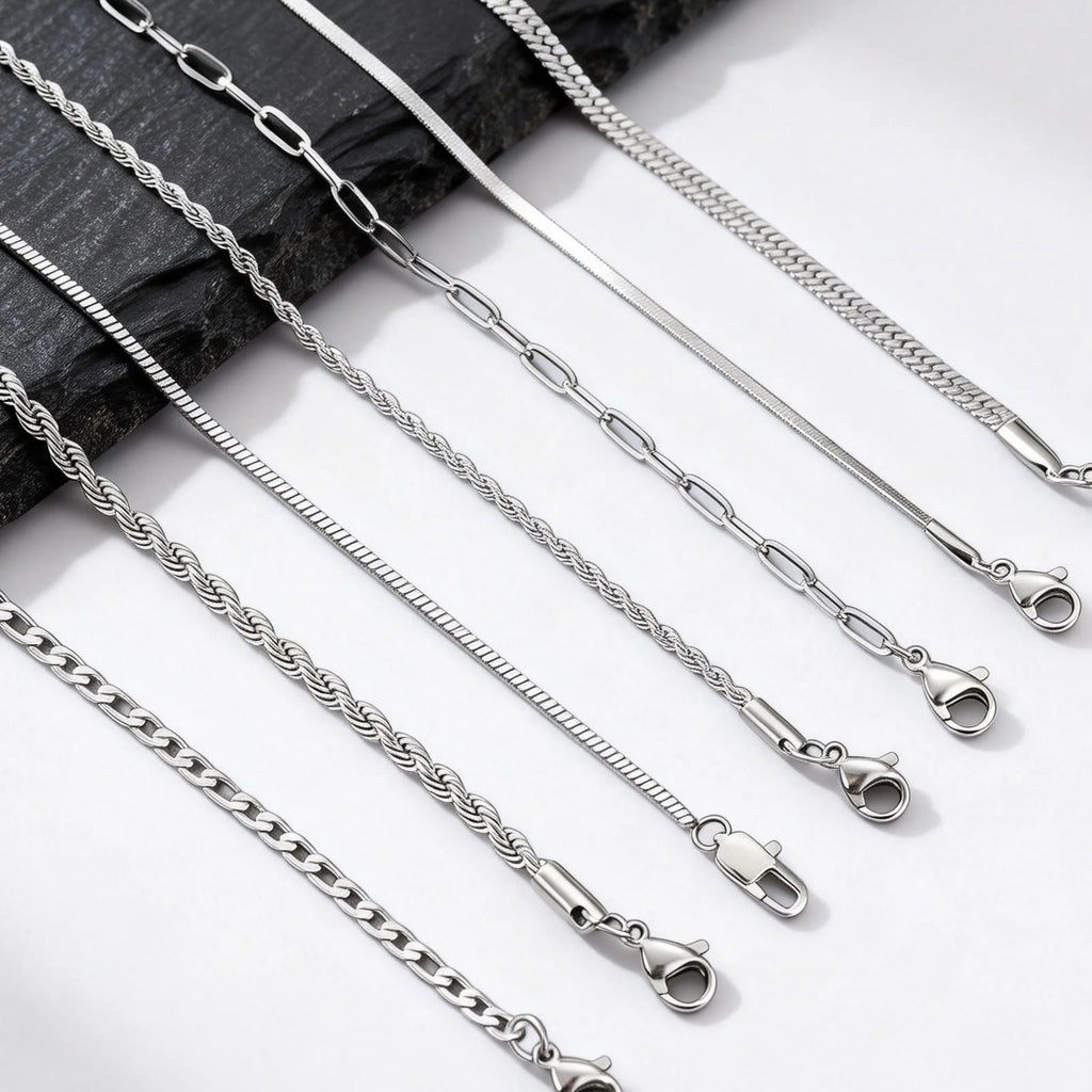 Bracelet Chaîne Fine en Acier Inoxydable pour Homme