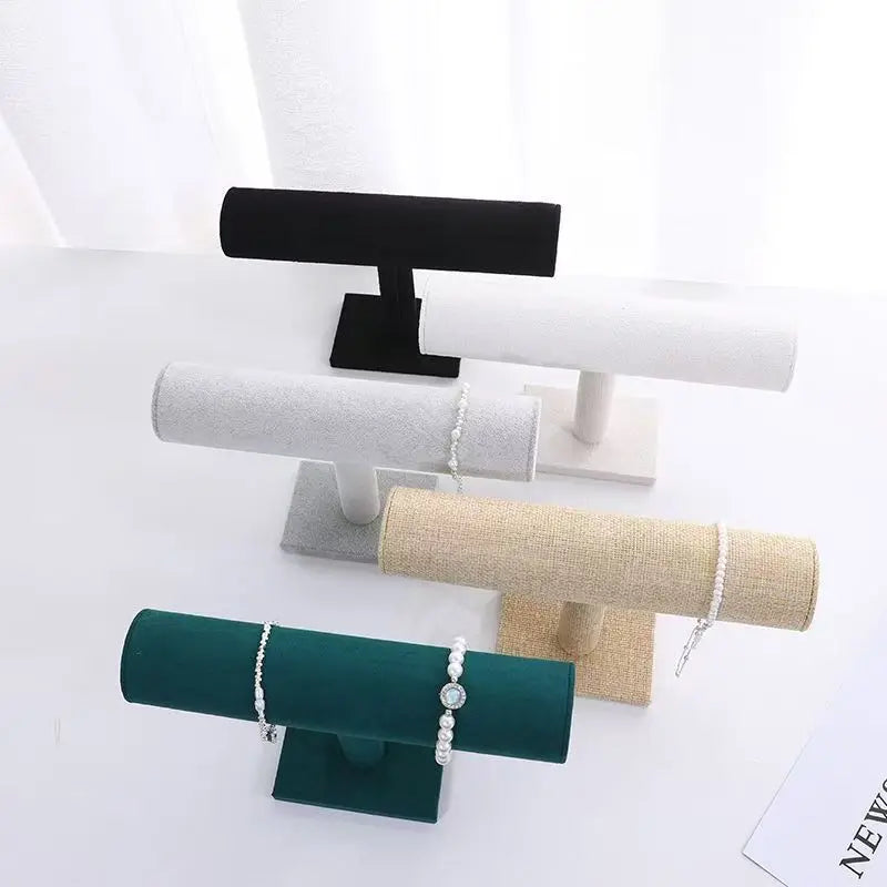 Présentoir T-Bar en Velours pour Bracelets, Montres et Accessoires