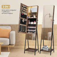 Armoire à Bijoux Miroir sur Pied avec Éclairage LED Intégré – Élégance et Organisation au Quotidien