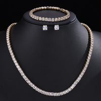 Parure de Bijoux Mariage pour Femme : Collier, Bracelet et Boucles d’oreilles en Zircon Cubique