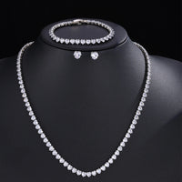 Parure de Bijoux Mariage pour Femme : Collier, Bracelet et Boucles d’oreilles en Zircon Cubique