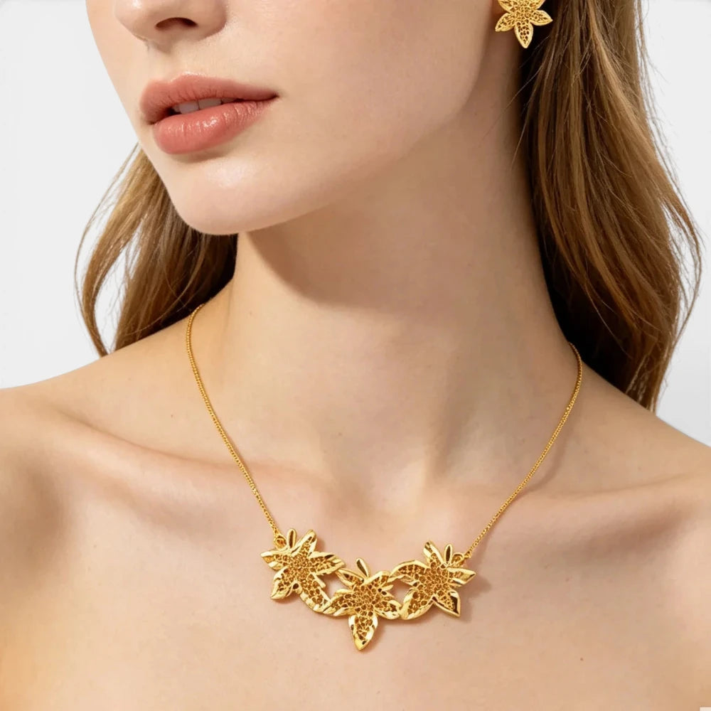 Ensemble Collier et Boucles d'OreillesDoré – Design Exclusif