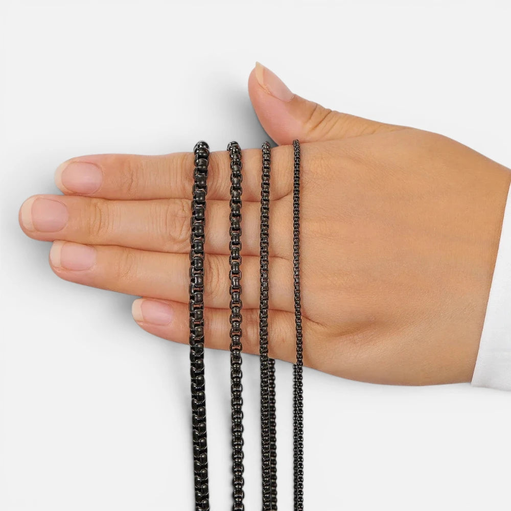 Collier Chaîne en Acier Inoxydable Noir