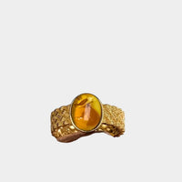 Bague Fleur en Ambre Naturelle et Argent Sterling S925