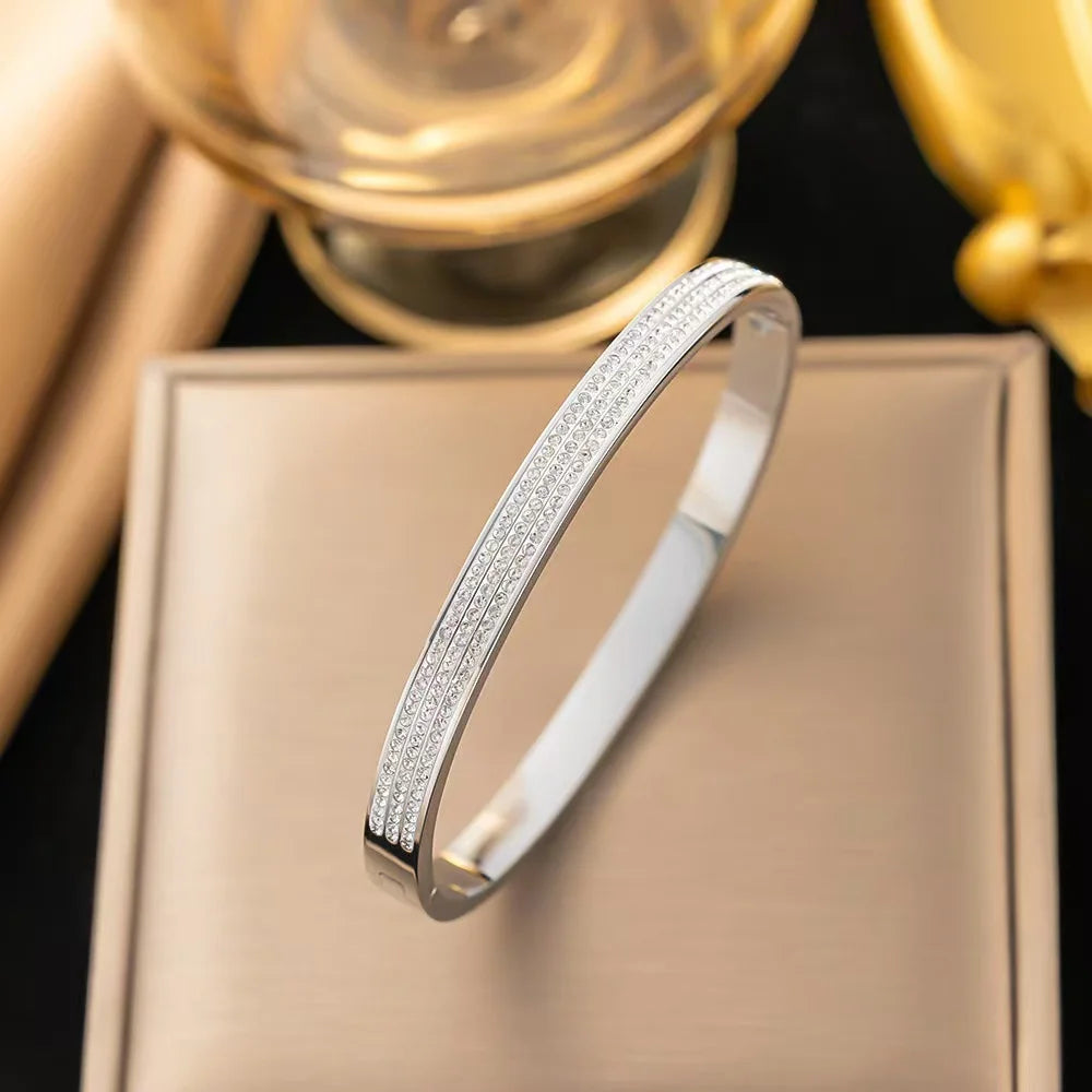 Bracelet Jonc Strass – Bijou de Mariage Raffiné pour Femme