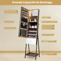 Armoire à Bijoux Miroir sur Pied avec Éclairage LED Intégré – Élégance et Organisation au Quotidien