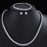 Parure de Bijoux Mariage pour Femme : Collier, Bracelet et Boucles d’oreilles en Zircon Cubique