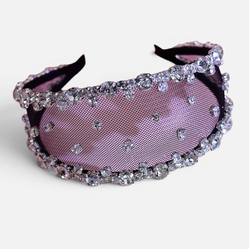 Serre-tête de Mariage Luxe en Organza et Strass – Accessoire Cheveux Artisanal pour Mariée et Soirée