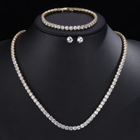 Parure de Bijoux Mariage pour Femme : Collier, Bracelet et Boucles d’oreilles en Zircon Cubique