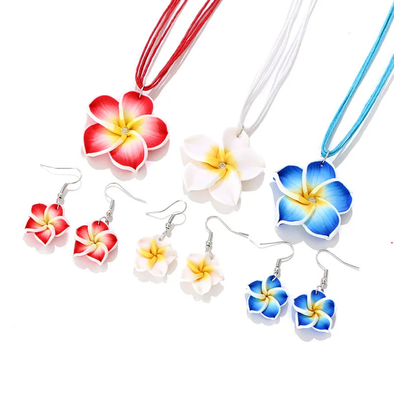 Ensemble collier et boucles d'oreilles fleur