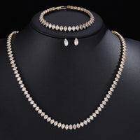 Parure de Bijoux Mariage pour Femme : Collier, Bracelet et Boucles d’oreilles en Zircon Cubique