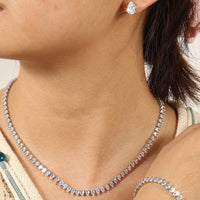 Parure de Bijoux Mariage pour Femme : Collier, Bracelet et Boucles d’oreilles en Zircon Cubique