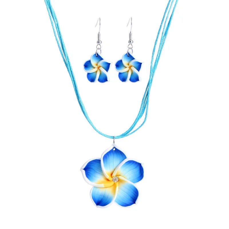Ensemble collier et boucles d'oreilles fleur