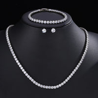 Parure de Bijoux Mariage pour Femme : Collier, Bracelet et Boucles d’oreilles en Zircon Cubique