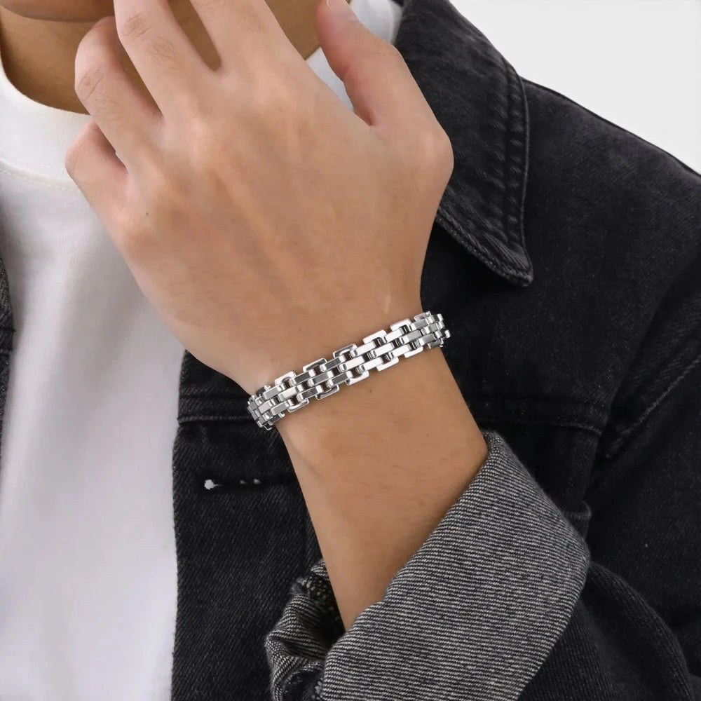 Bracelet à maillons pour homme en acier inoxydable