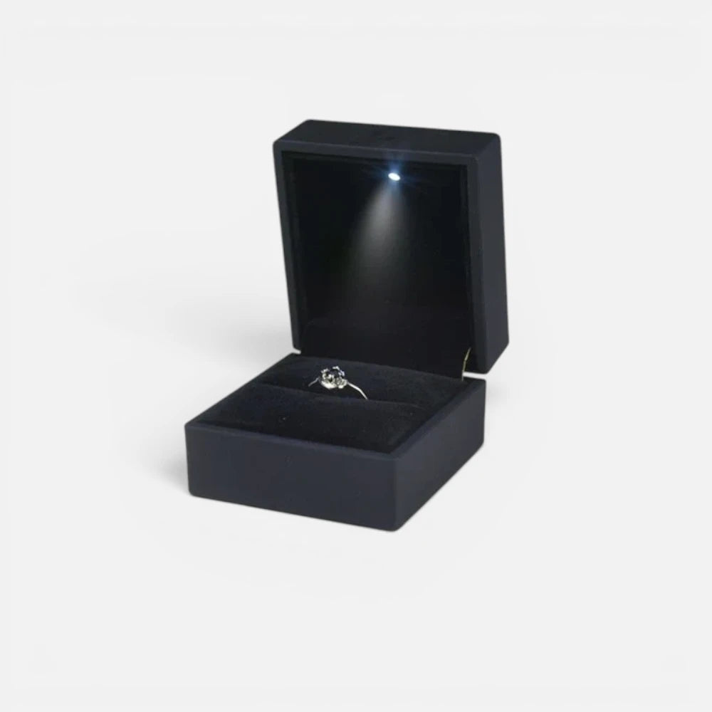 Écrin à Bijoux Lumineux LED – Coffret de luxe pour Bague, Alliance et Cadeaux – Design Élégant en Velours Noir