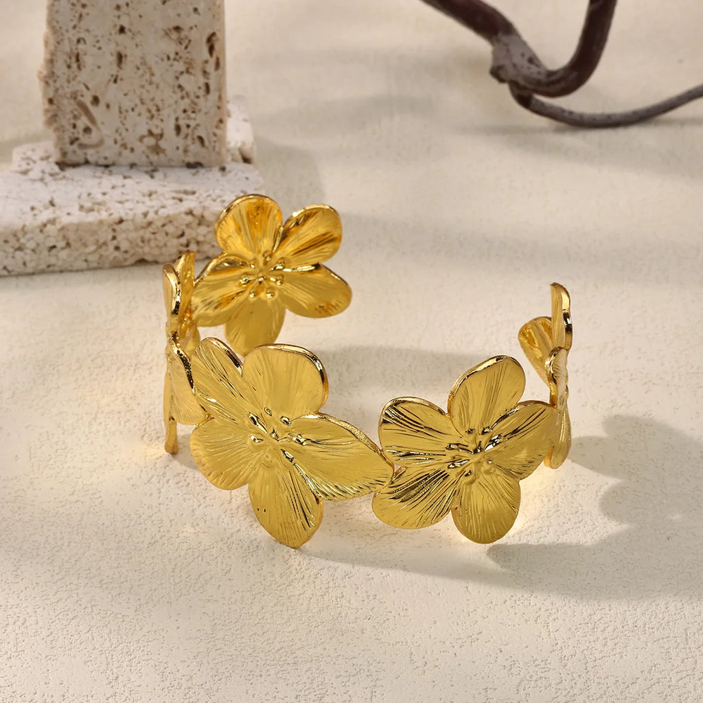 Bracelet Manchette Large Motif Floral – Bijou Vintage Élégant, Idée Cadeau Mariage