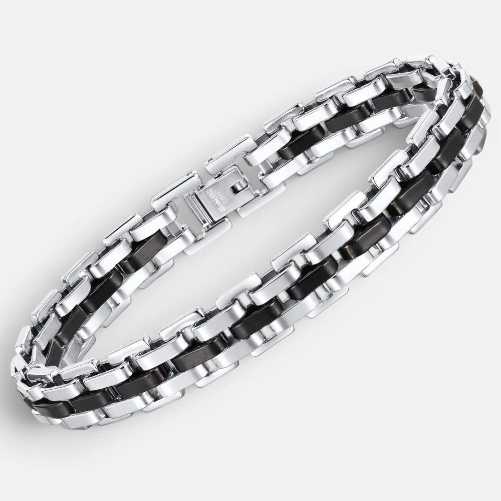 Bracelet à maillons pour homme en acier inoxydable