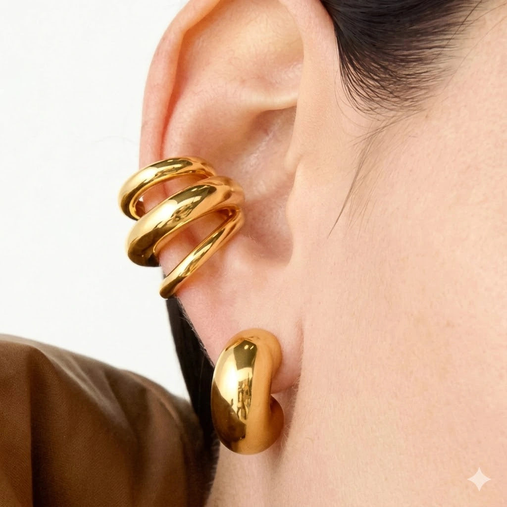 Bague d'Oreille en Or et Argent | Faux Piercing Simple, Double et Triple Rang