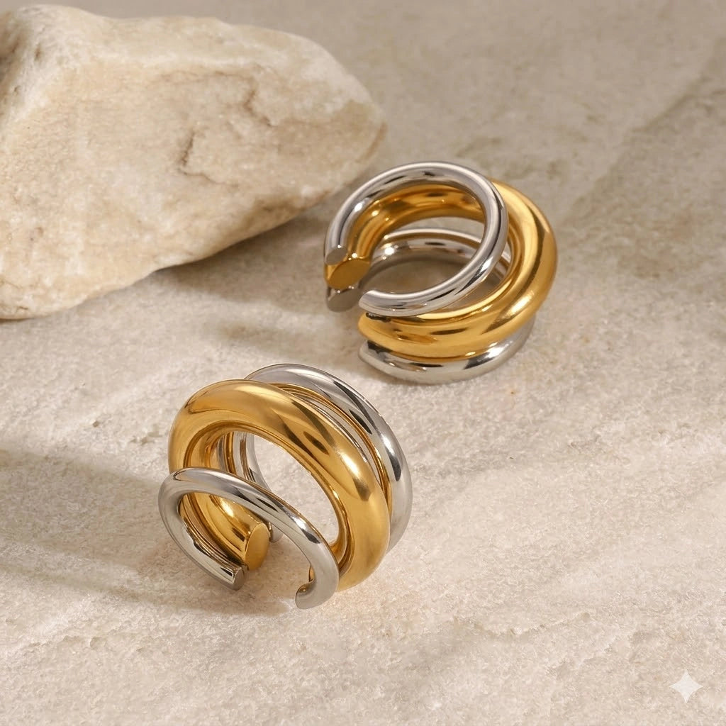 Bague d'Oreille en Or et Argent | Faux Piercing Simple, Double et Triple Rang