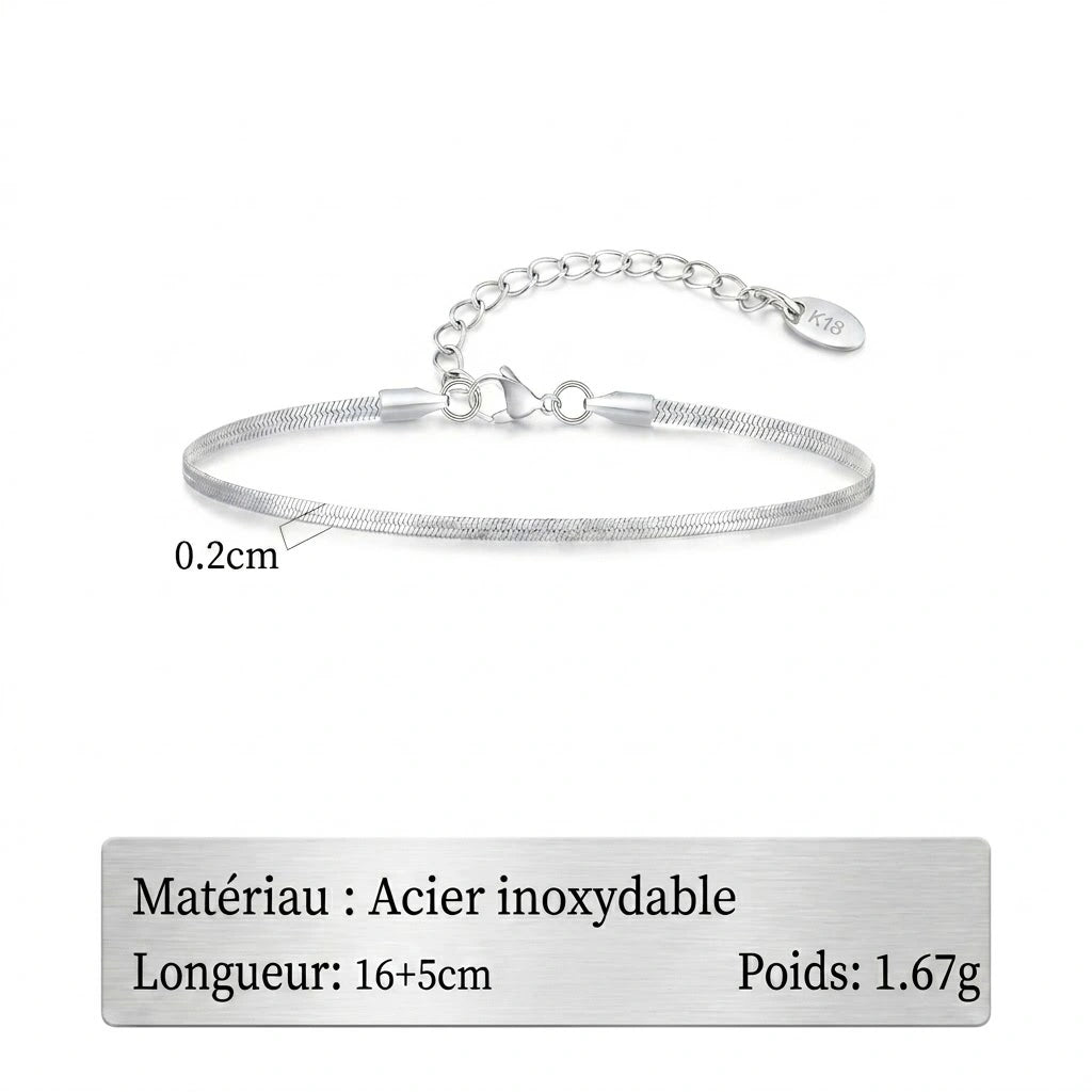 Bracelet Chaîne Fine en Acier Inoxydable pour Homme