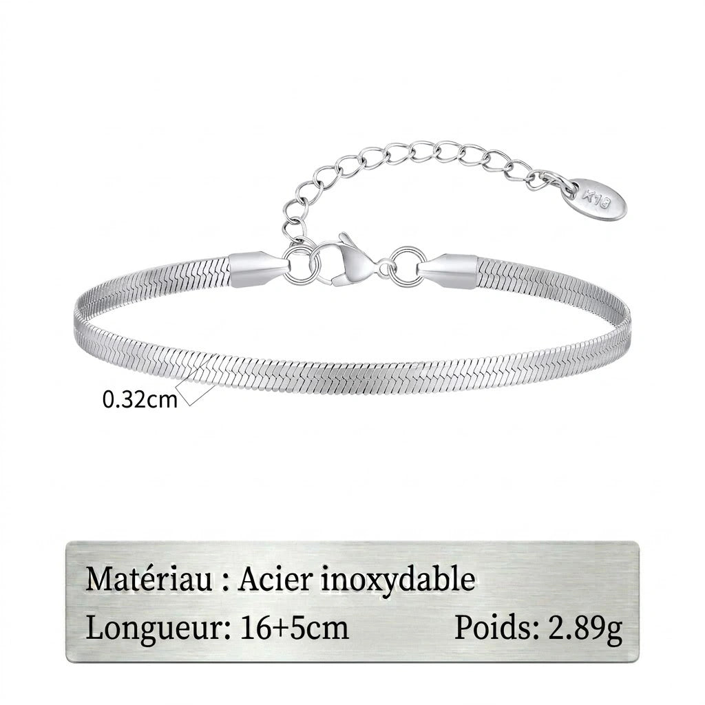 Bracelet Chaîne Fine en Acier Inoxydable pour Homme
