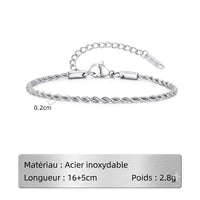 Bracelet Chaîne Fine en Acier Inoxydable pour Homme