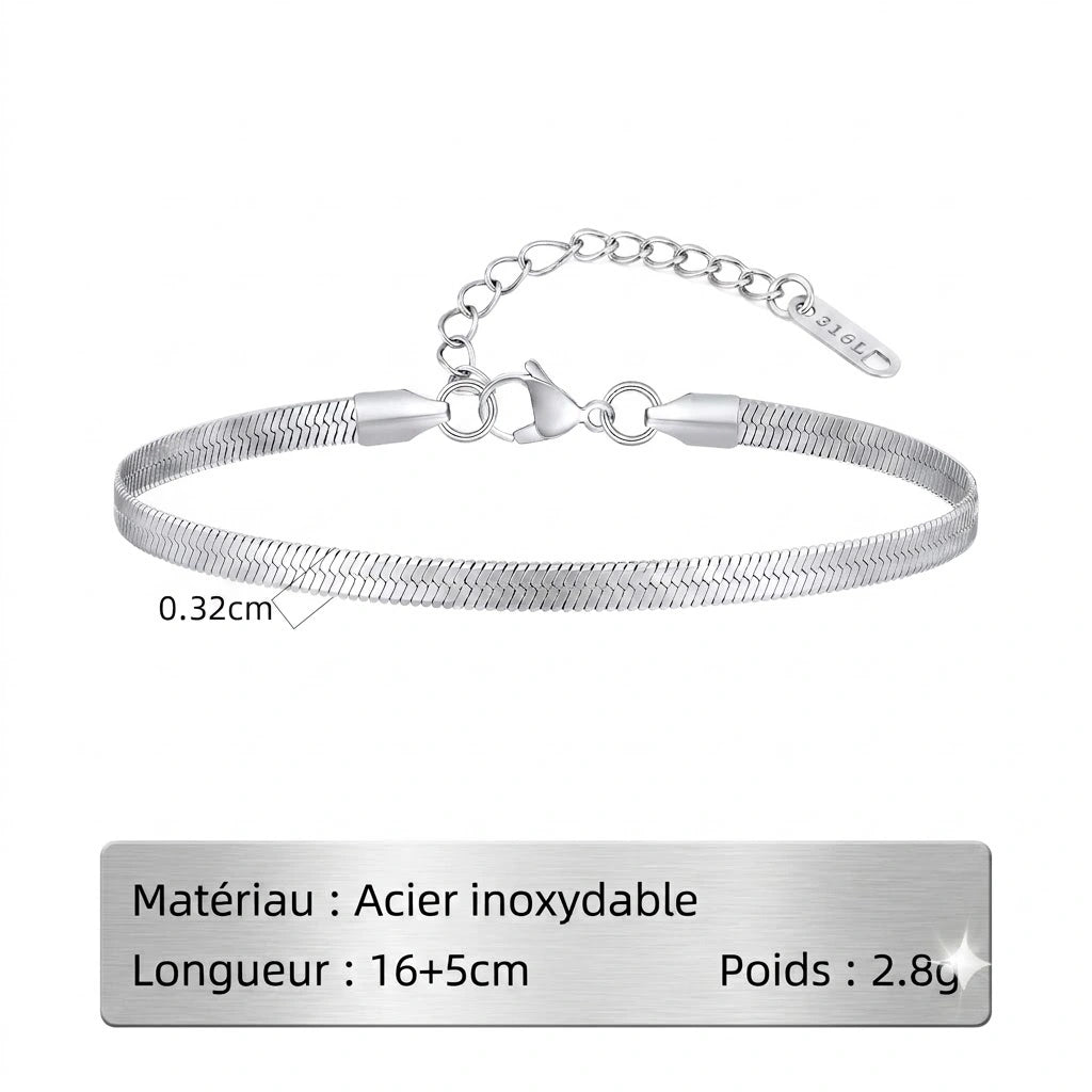 Bracelet Chaîne Fine en Acier Inoxydable pour Homme