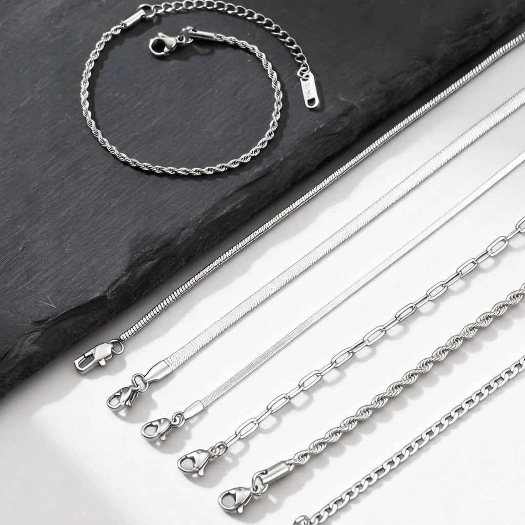 Bracelet Chaîne Fine en Acier Inoxydable pour Homme