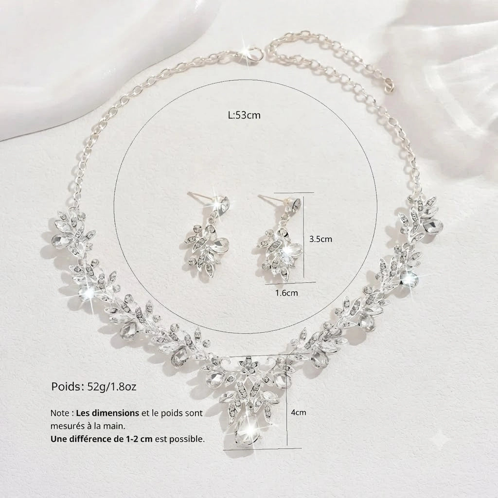 Parure de bijoux classique femme : Collier et boucles d'oreilles