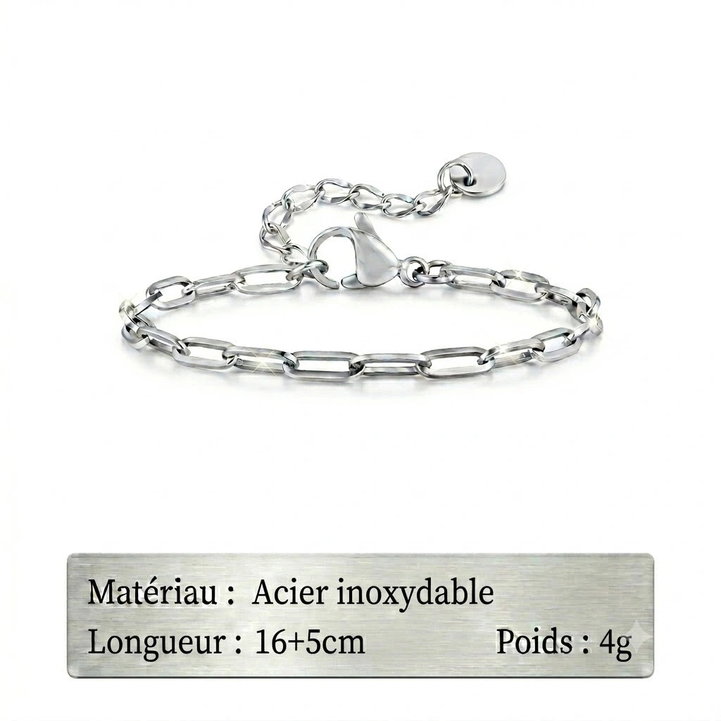 Bracelet Chaîne Fine en Acier Inoxydable pour Homme