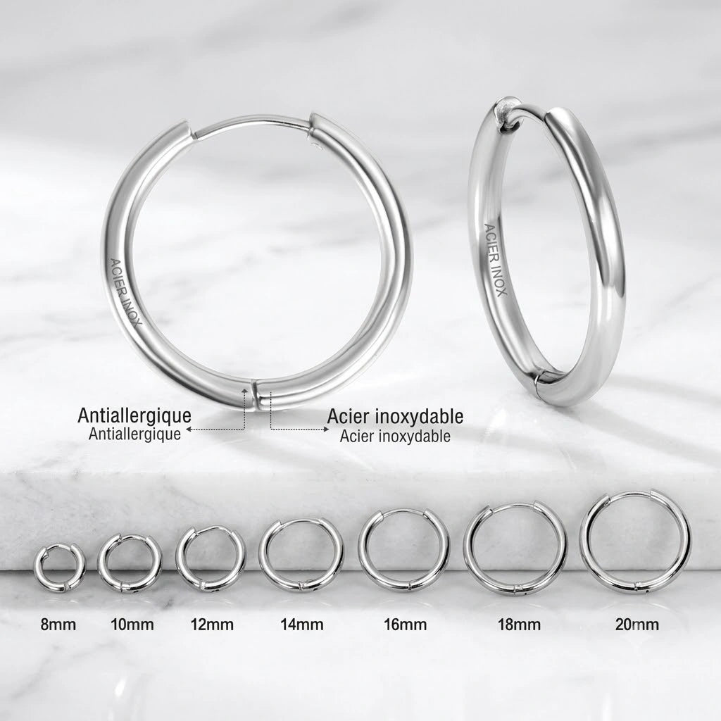 Boucles d'oreilles créoles minimalistes en acier inoxydable